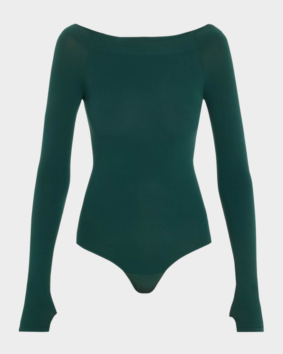 Ballet Off-Shoulder Microfiber Bodysuit